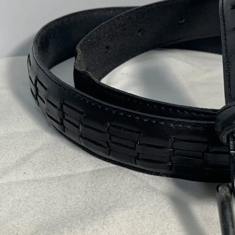 Black Silver Weave Argentine Leather Belt